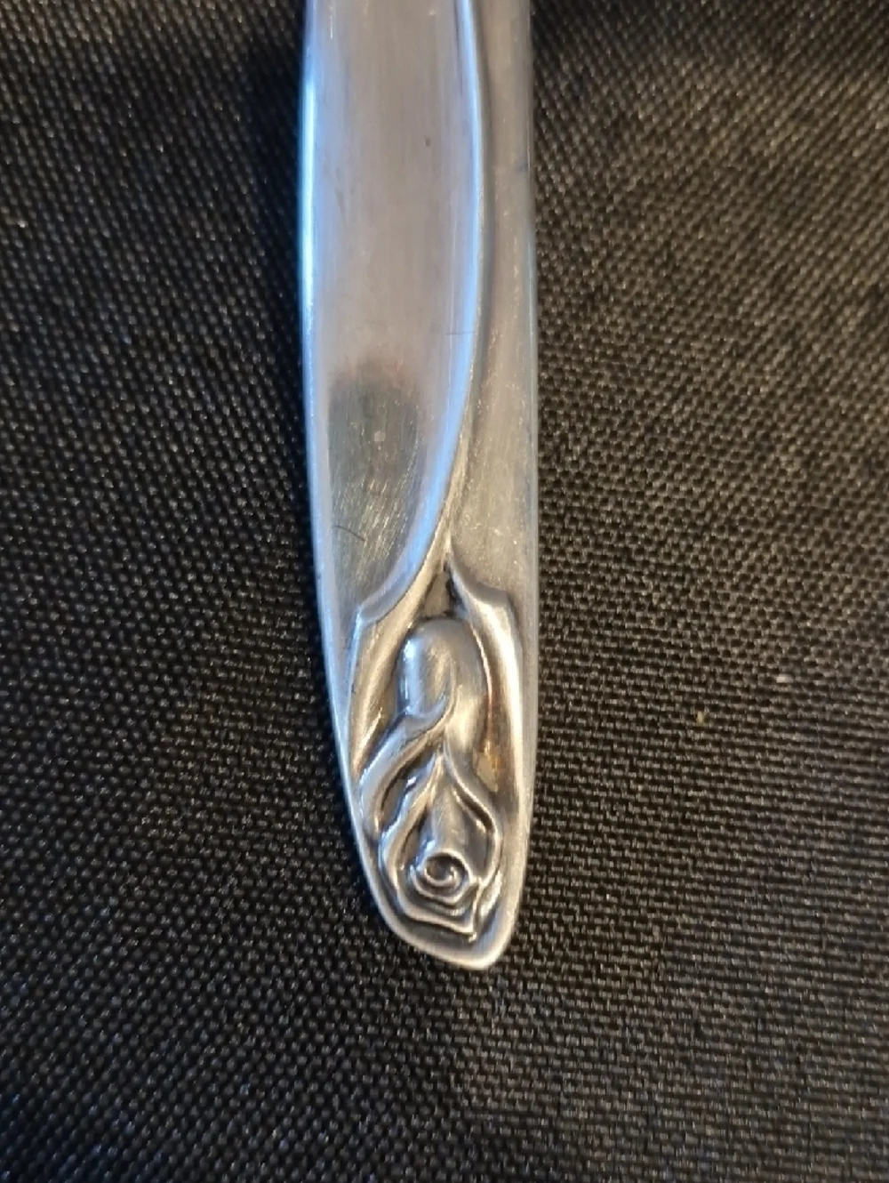 International Deep Silver Serving Spoon and Fork Anniversary Rose Pattern
